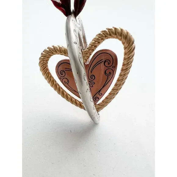 Vintage Brighton 1999 Ornament Spinning Heart Gold Silver - Picture 3 of 6